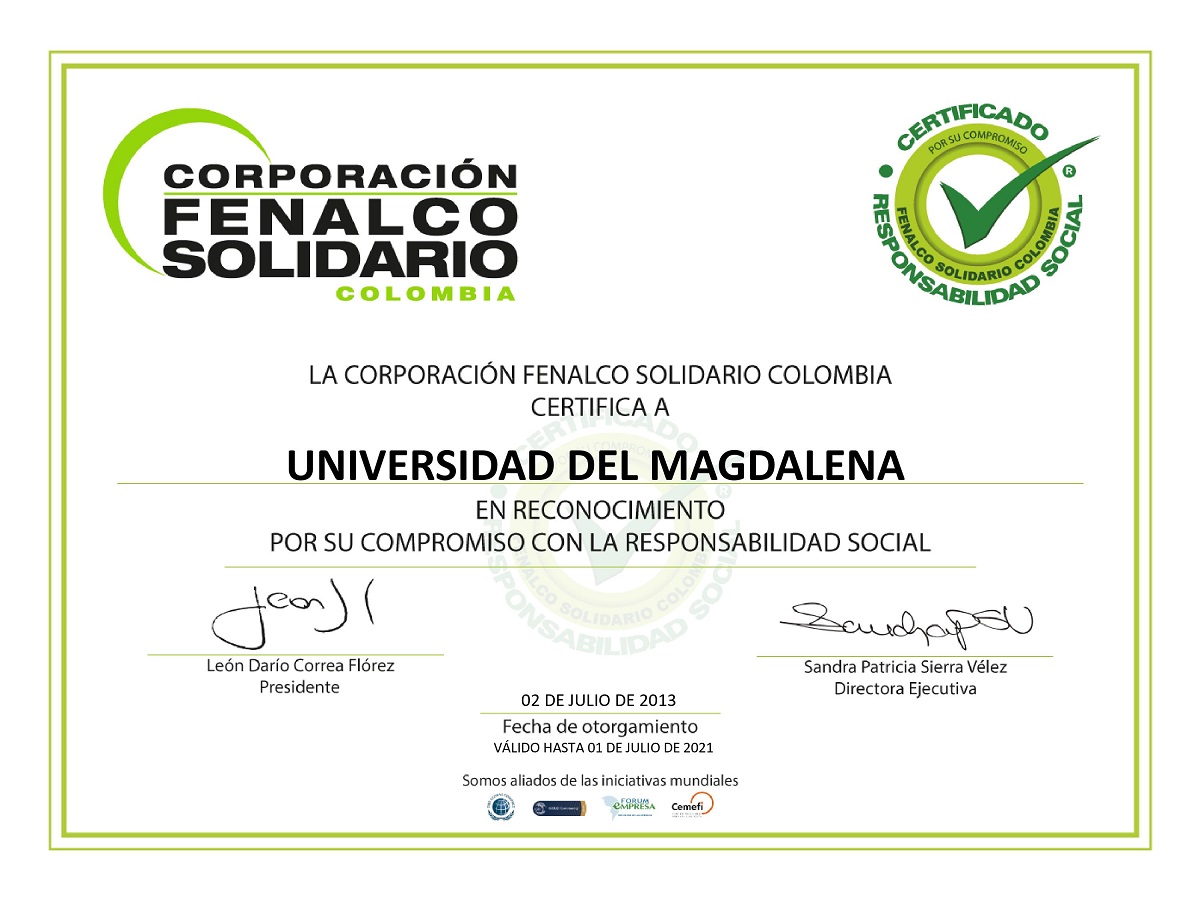 UNIMAGDALENA recibió renovación de Certificado en Responsabilidad Social