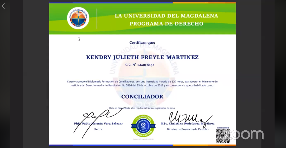 UNIMAGDALENA certificó cohorte de Conciliadores en Derecho