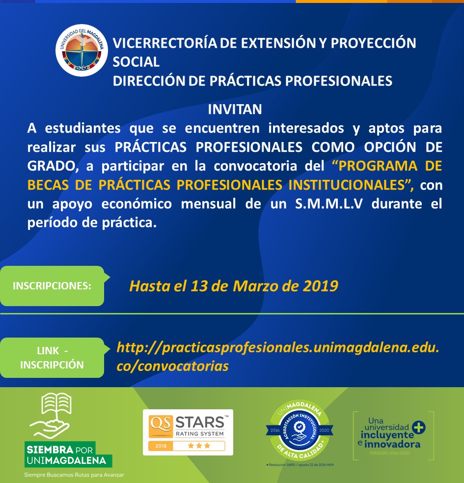 UNIMAGDALENA abre concurso para Becas de Práctica Profesional Institucional
