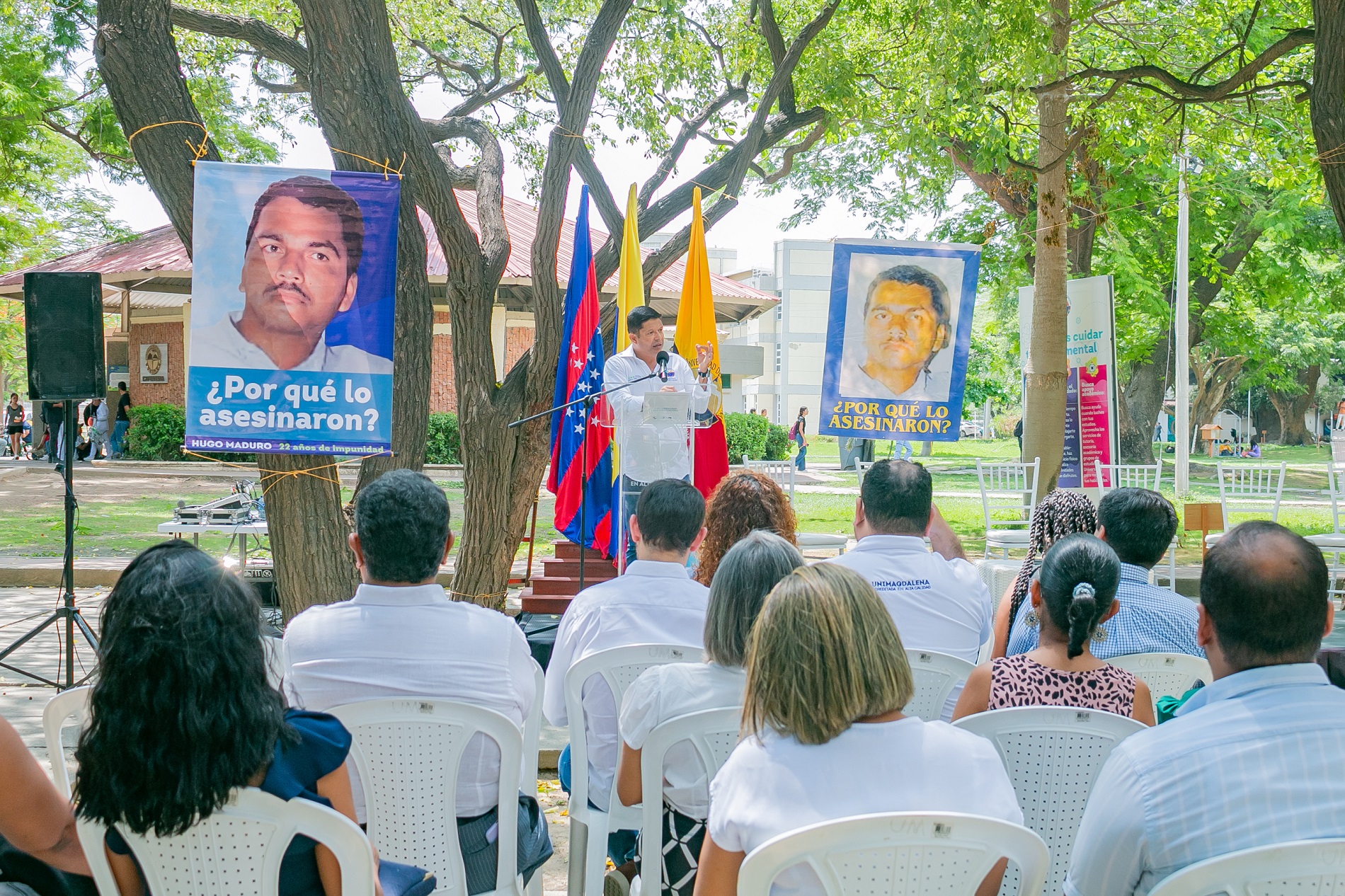 ACTO.CONMEMORACION.HUGO.MADURO (2) El rector Pablo Vera Salazar recordando la época en que Hugo Maduro fue asesinado.