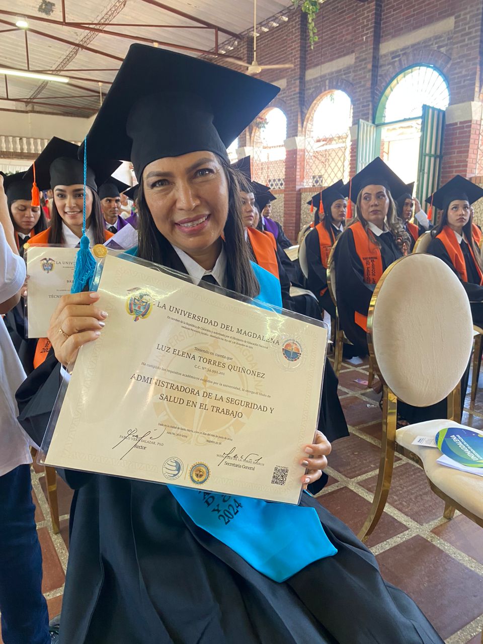 La graduanda Luz Torres Quiñonez, egresada de Administración de la Seguridad y Salud en el Trabajo expresó su agradecimiento por llegar hasta ellos.