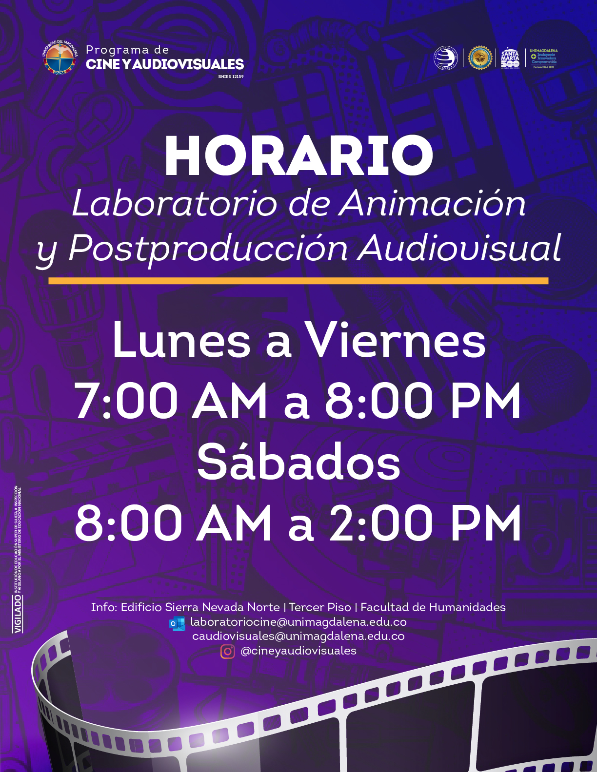 HORARIO DEL LABORATORIO DE ANIMACIÓN Y POSTPRODUCCIÓN AUDIOVISUAL