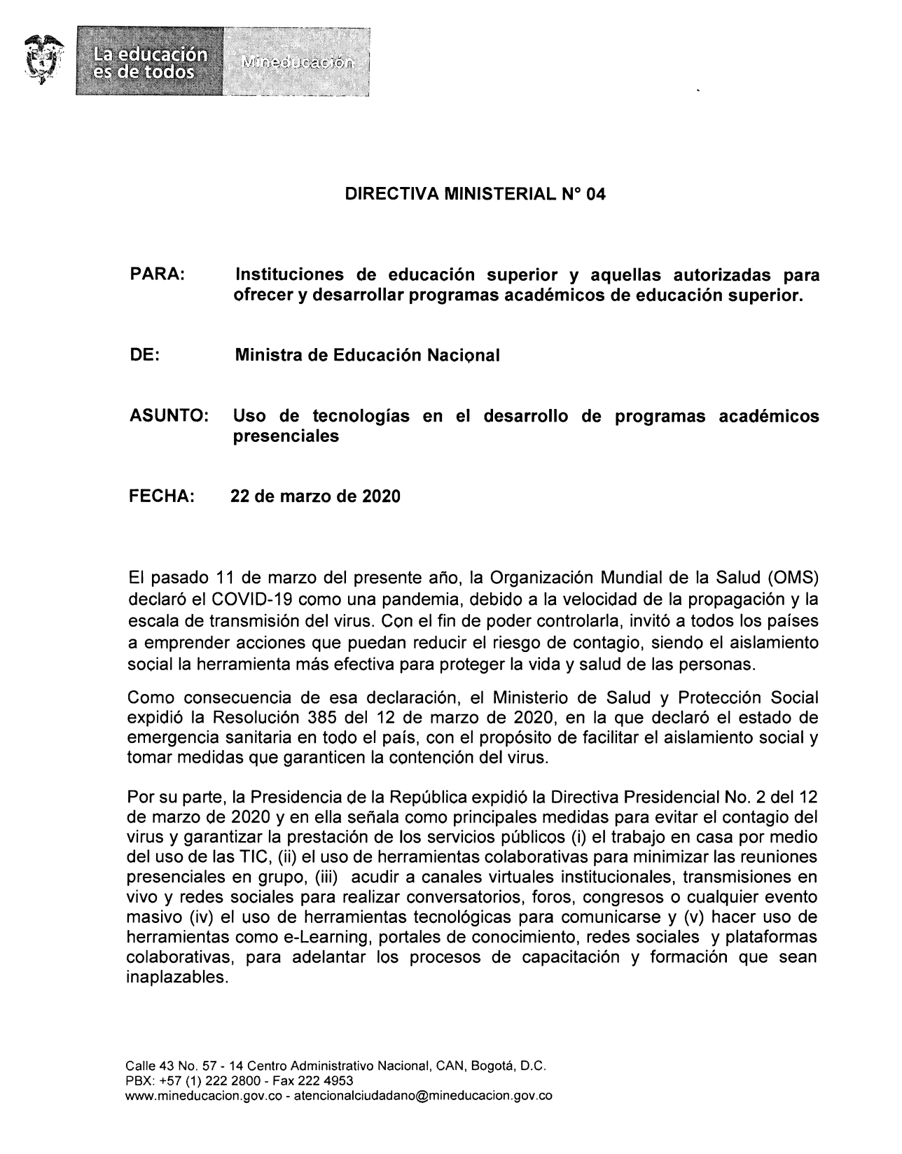 Gobierno Nacional autoriza a UNIMAGDALENA para ofrecer virtualidad académica transitoria