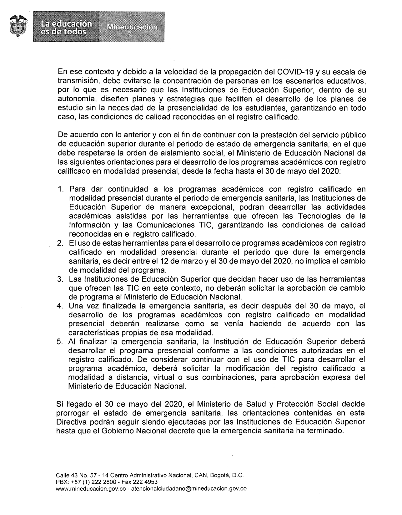 Gobierno Nacional autoriza a UNIMAGDALENA para ofrecer virtualidad académica transitoria