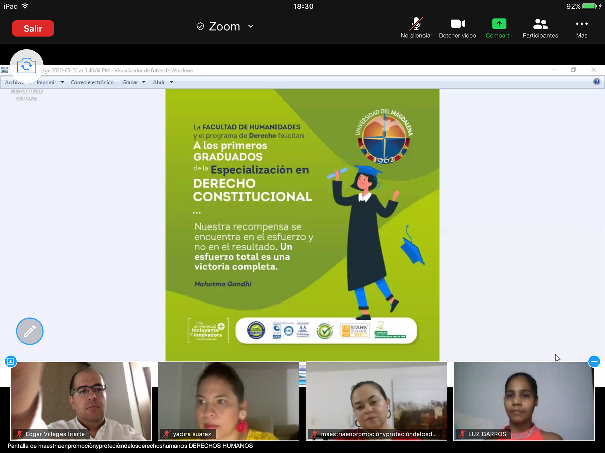 UNIMAGDALENA graduó virtualmente su primera cohorte de especialistas en Derecho Constitucional