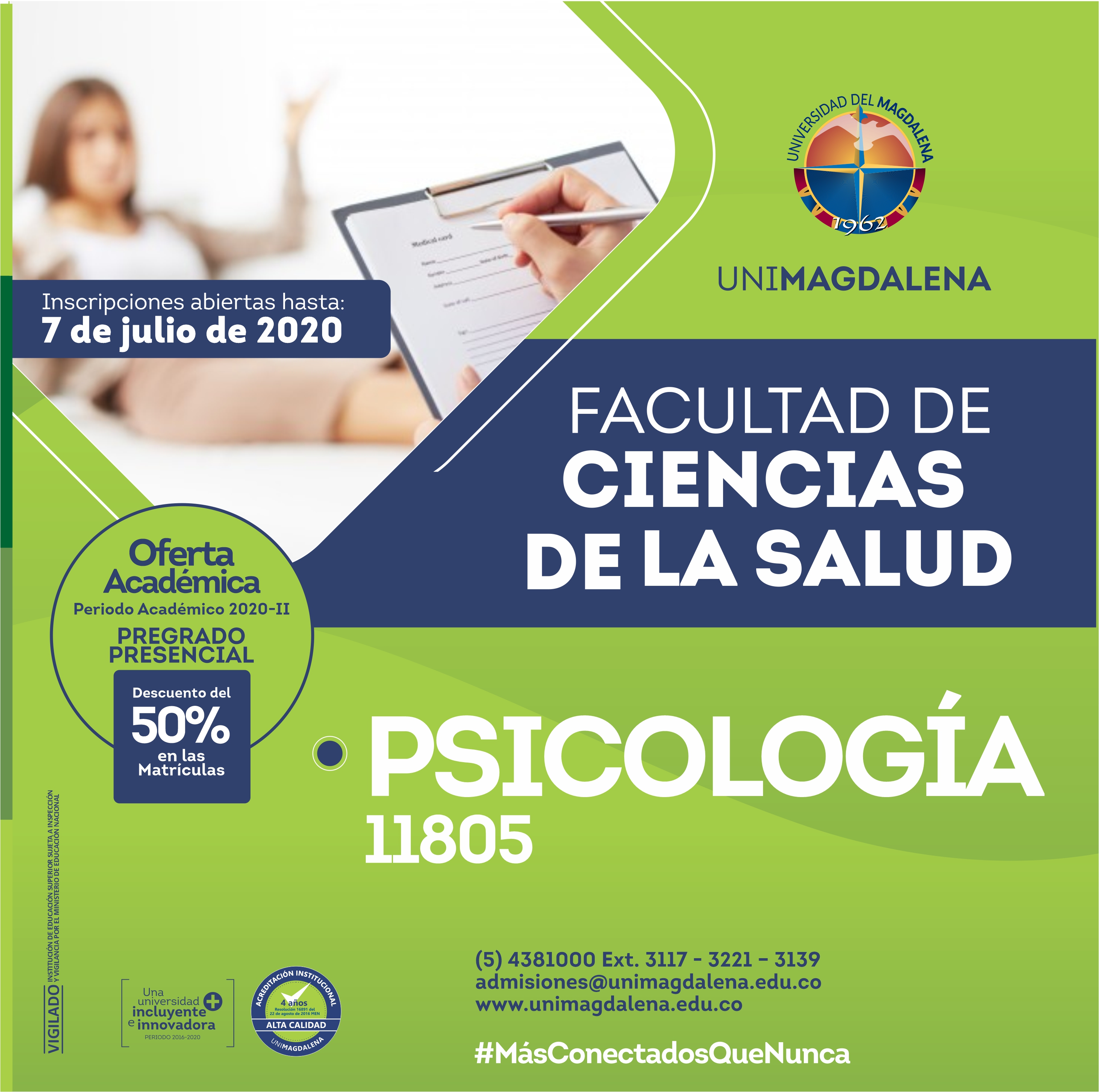UNIMAGDALENA ofrece el Programa de Psicología para el periodo 2020-II