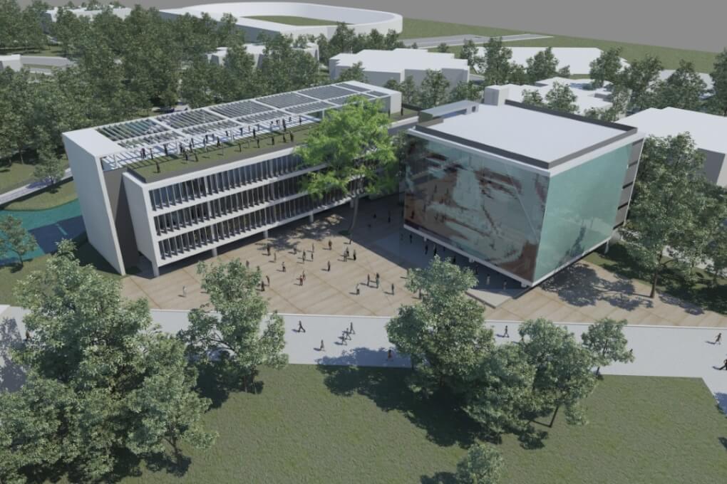 Imagen de lo que sería el edificio de la nueva Biblioteca de la Institución, uno de los objetivos más importantes a cumplir con la aprobación de la Ley 1906.