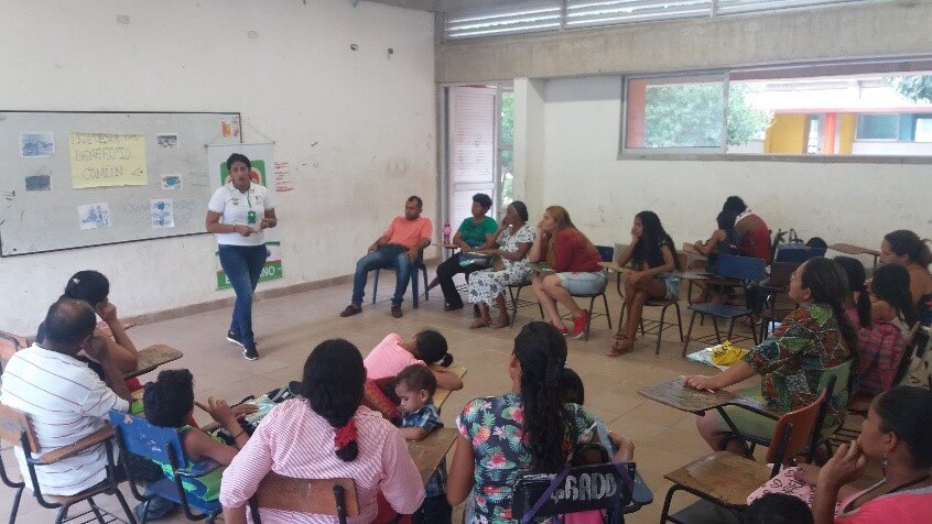 Beneficiarios de El Molino y Distracción participando de una charla acerca de reciclaje y medio ambiente.