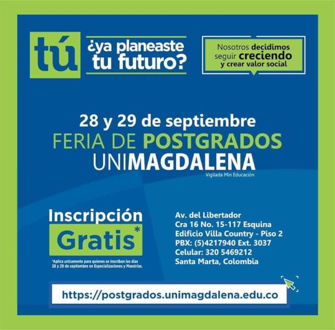 Santa Marta vivirá la Gran Feria de Postgrados de UNIMAGDALENA