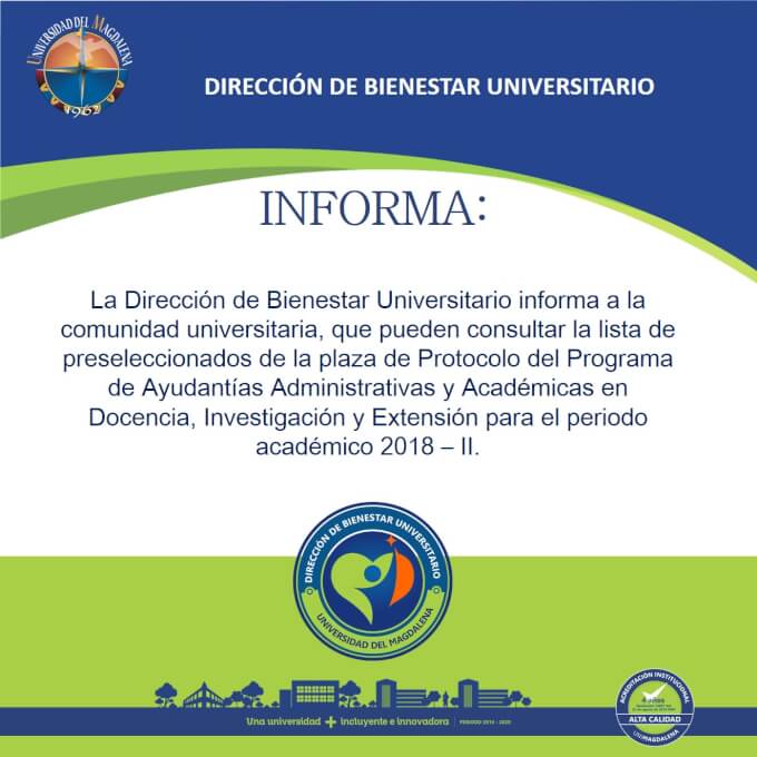 Lista de preseleccionados para la plaza de protocolo 2018 - II