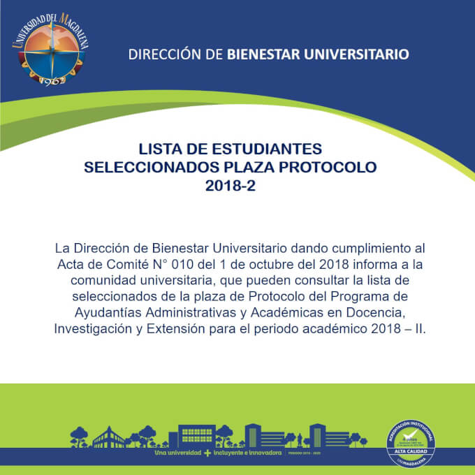 Listado de estudiantes seleccionados