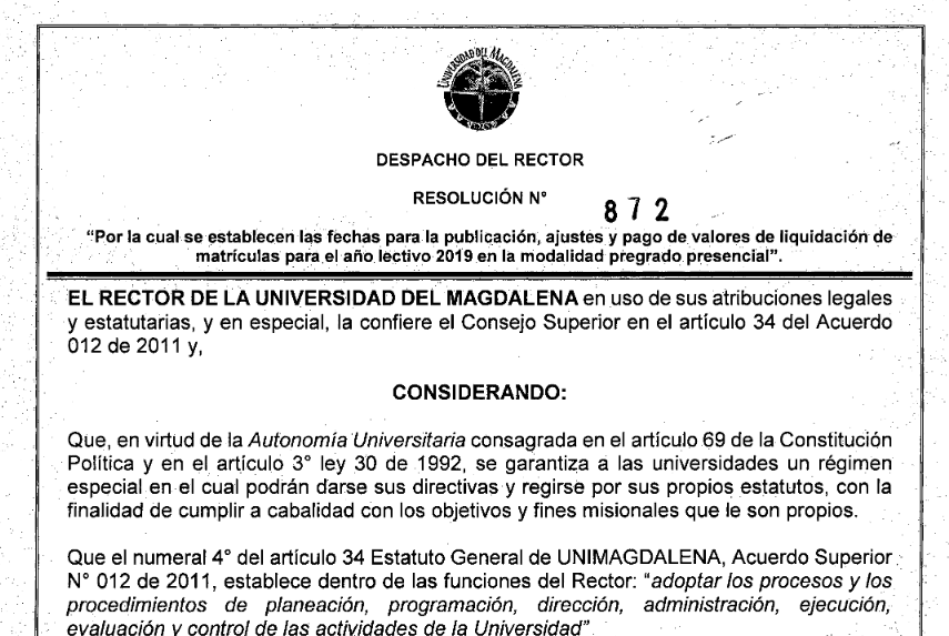Resolución No. 872 de 2018