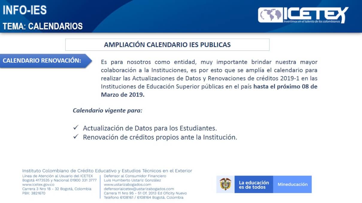 Ampliación Calendario IES Públicas ICETEX 20191.