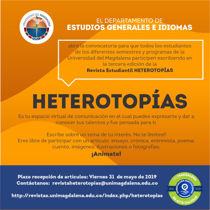 CONVOCATORIA REVISTA HETEROTOPÍAS