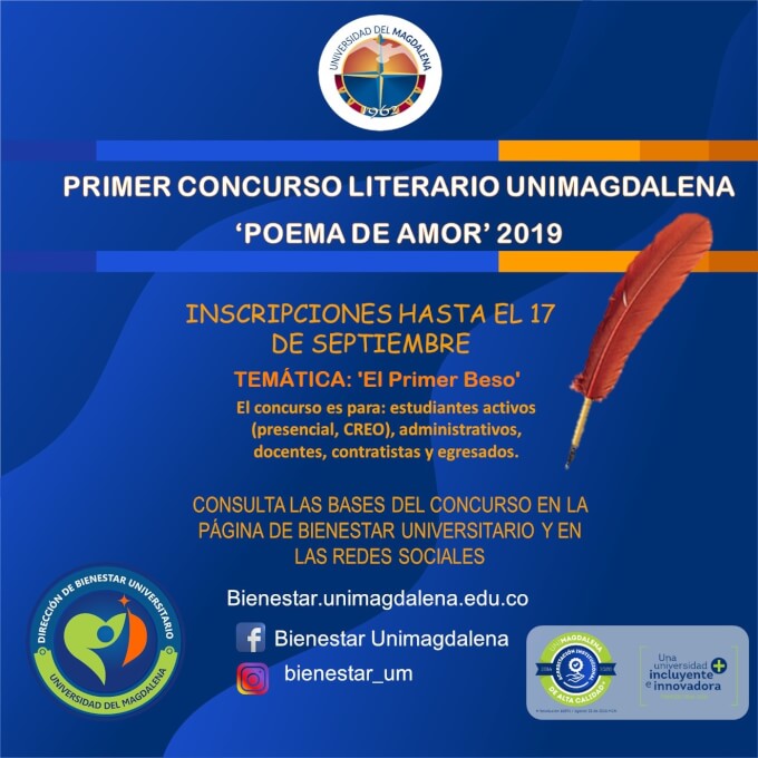 PRIMER CONCURSO LITERARIO UNIMAGDALENA 
“POEMA DE AMOR” 2019
