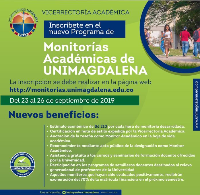 UNIMAGDALENA ofrece nuevo Programa de Monitorias Académicas
