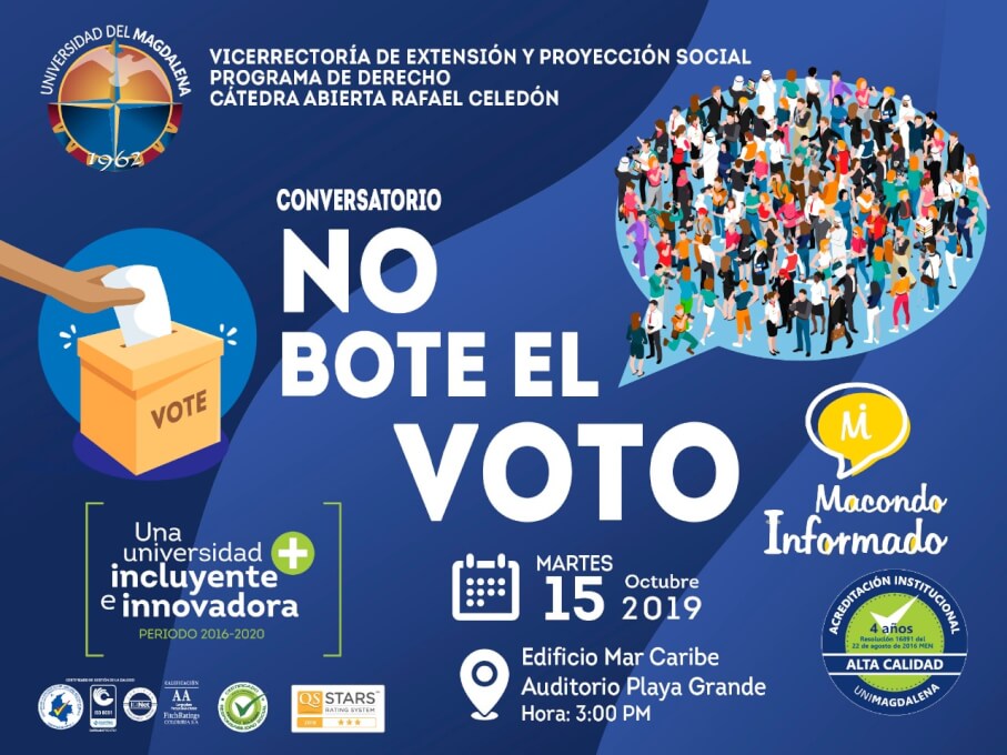 UNIMGDALENA realizará el Conversatorio ‘No Bote el Voto’