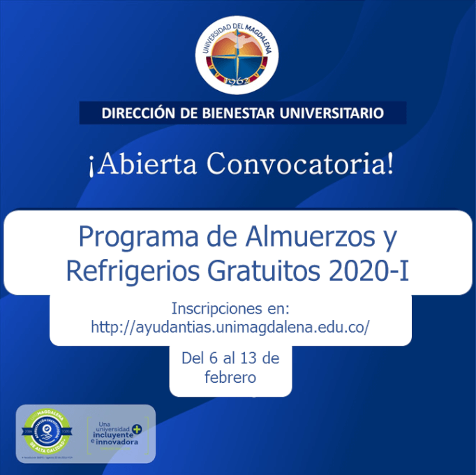 Se da apertura a la convocatoria del Programa de Almuerzos y Refrigerios Gratuitos para estudiantes de pregrado presencial mediante Resolución Rectoral N° 101 de 2020.