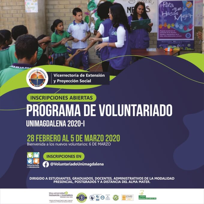 Programa Voluntariado Universitario UNIMAGDALENA abre inscripciones para el 2020- I