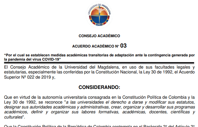 Acuerdo Académico 03 de 2020