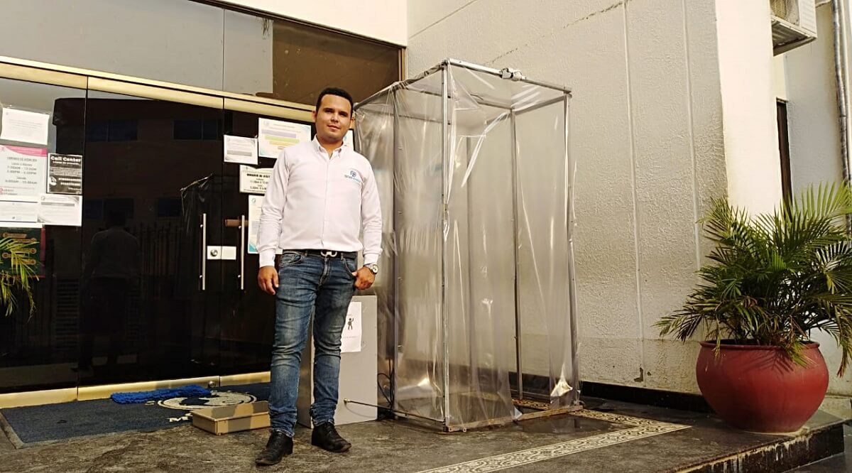 En Santa Marta diseñan cabina de desinfección peatonal para combatir contagio del COVID-19