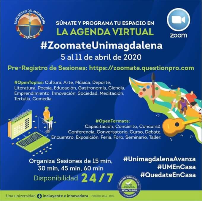 #ZoomateUnimagdalena, una propuesta alternativa y diferente para miembros de la comunidad universitaria