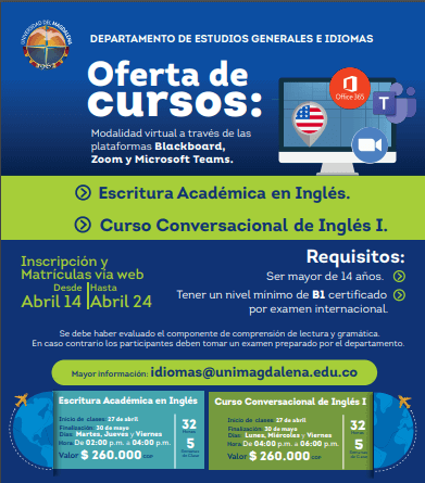 CURSOS DE IDIOMAS INGLÉS CONVERSACIONAL/ESCRITURA ACADÉMICA.