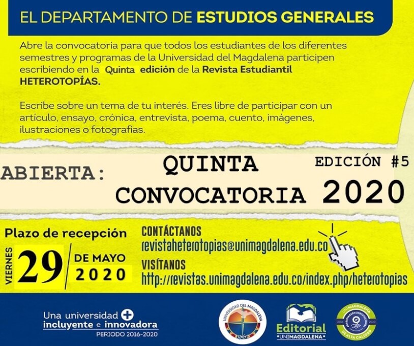 QUINTA CONVOCATORIA REVISTA HETEROTOPÍAS.