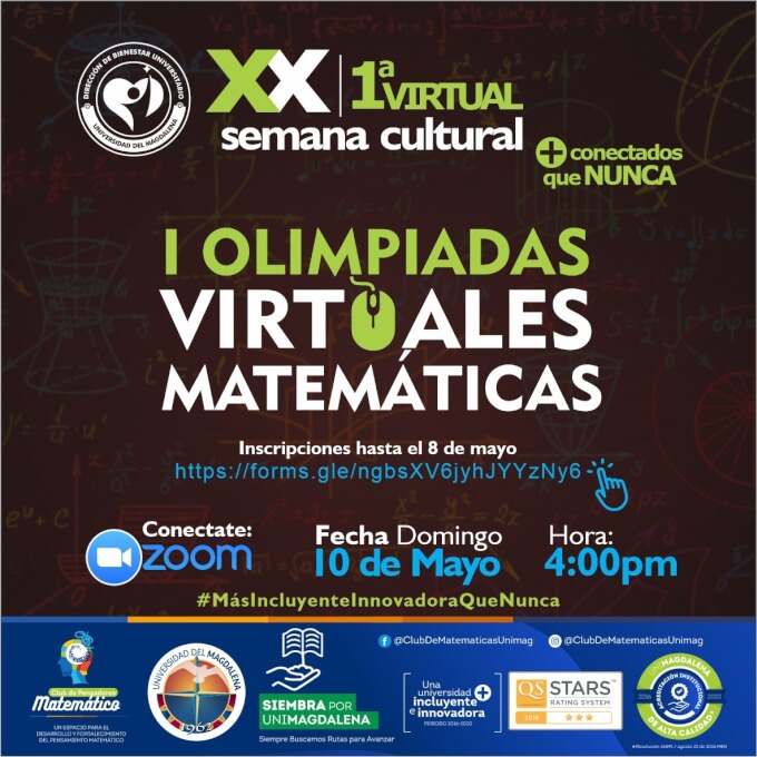 I OLIMPIADAS VIRTUALES MATEMÁTICAS del Club de Pensadores Matemáticos del Dpto. de Estudios Generales e Idiomas.