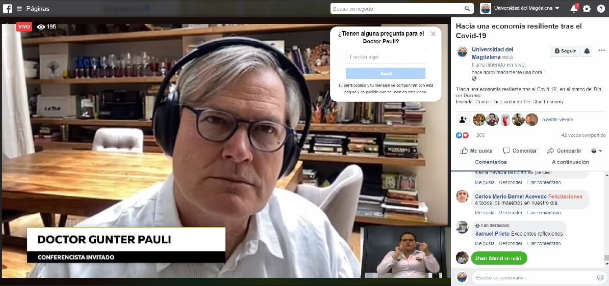 Gunter Pauli expuso nuevas ideas sobre la realidad de hoy