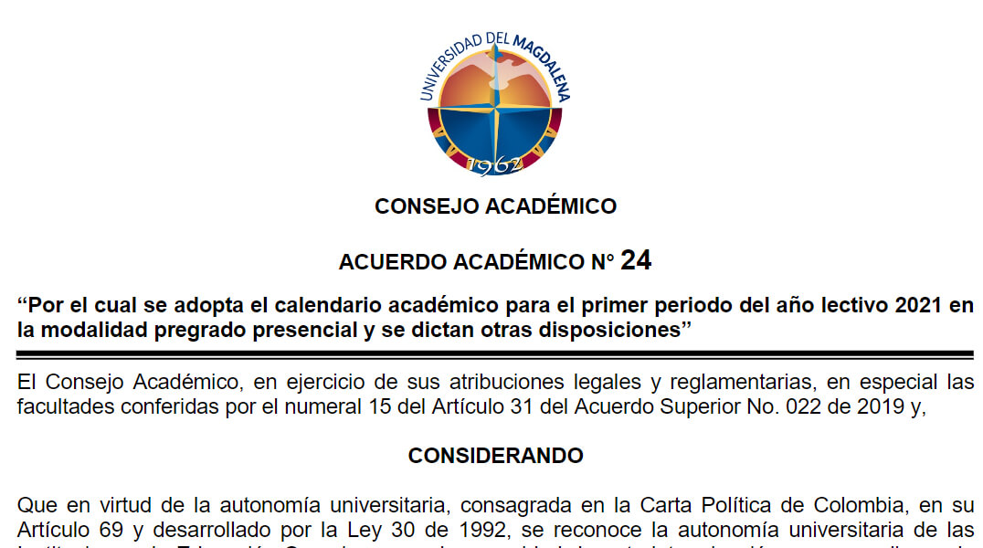 Calendario Académico 2021-1