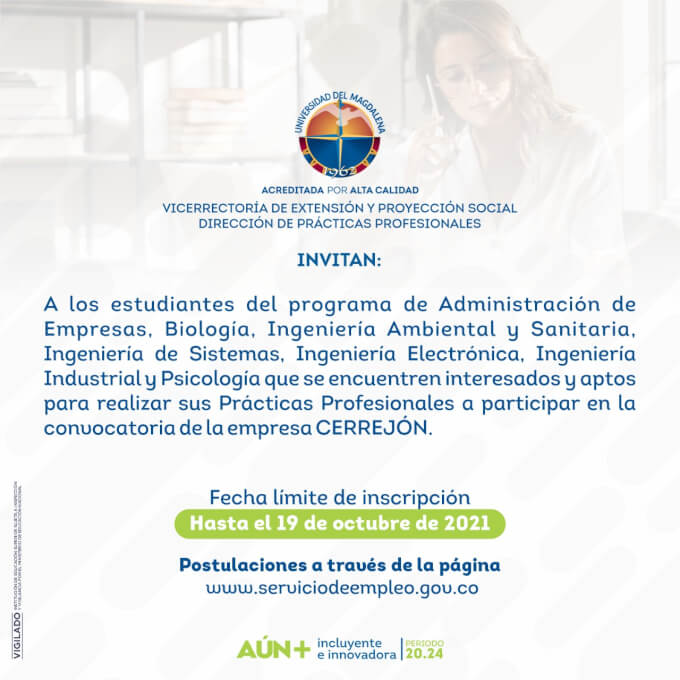 Dirección De Práctica Profesionales, invita a la convocatoria de la empresa Cerrejón.