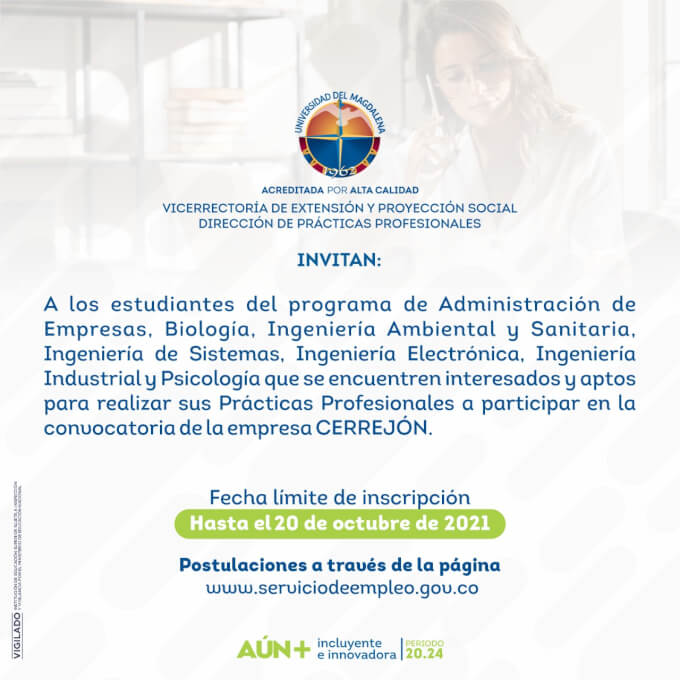 Dirección De Práctica Profesionales, invita a la convocatoria de la empresa  Cerrejón.
