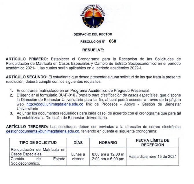 Resolución N°668.