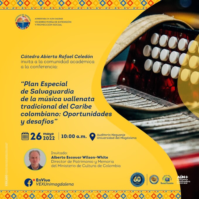 Director de Patrimonio y Memoria de MinCultura disertará sobre vallenato en Cátedra Abierta Rafael Celedón de UNIMAGDALENA
