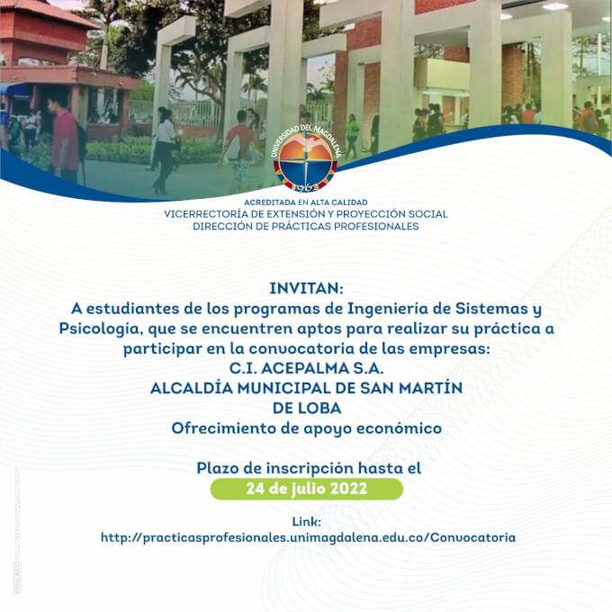 Unimagdalena - Dirección de Practicas Profesionales.