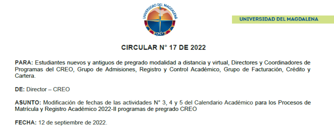 CIRCULAR N° 17 DE 2022