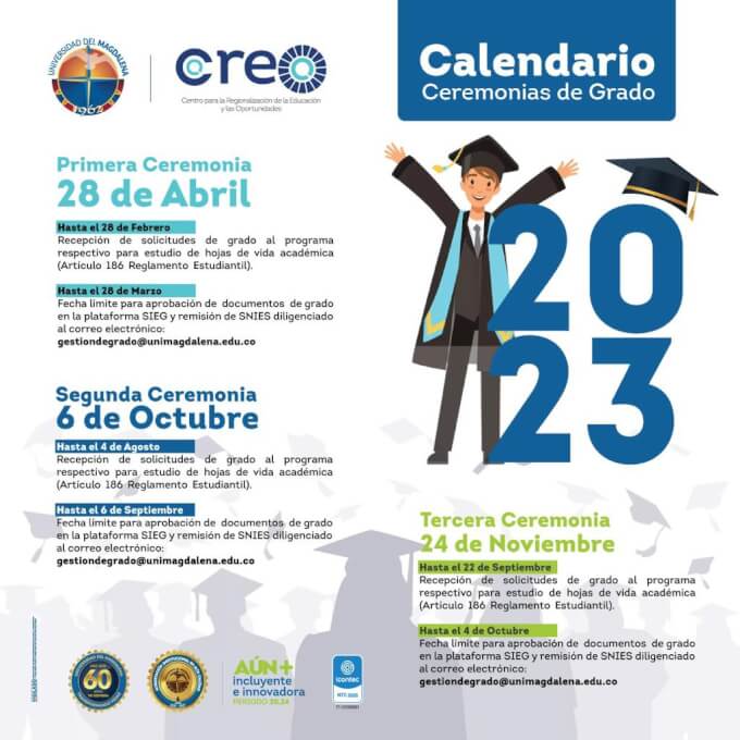 CREO Calendario: Ceremonias de Grado