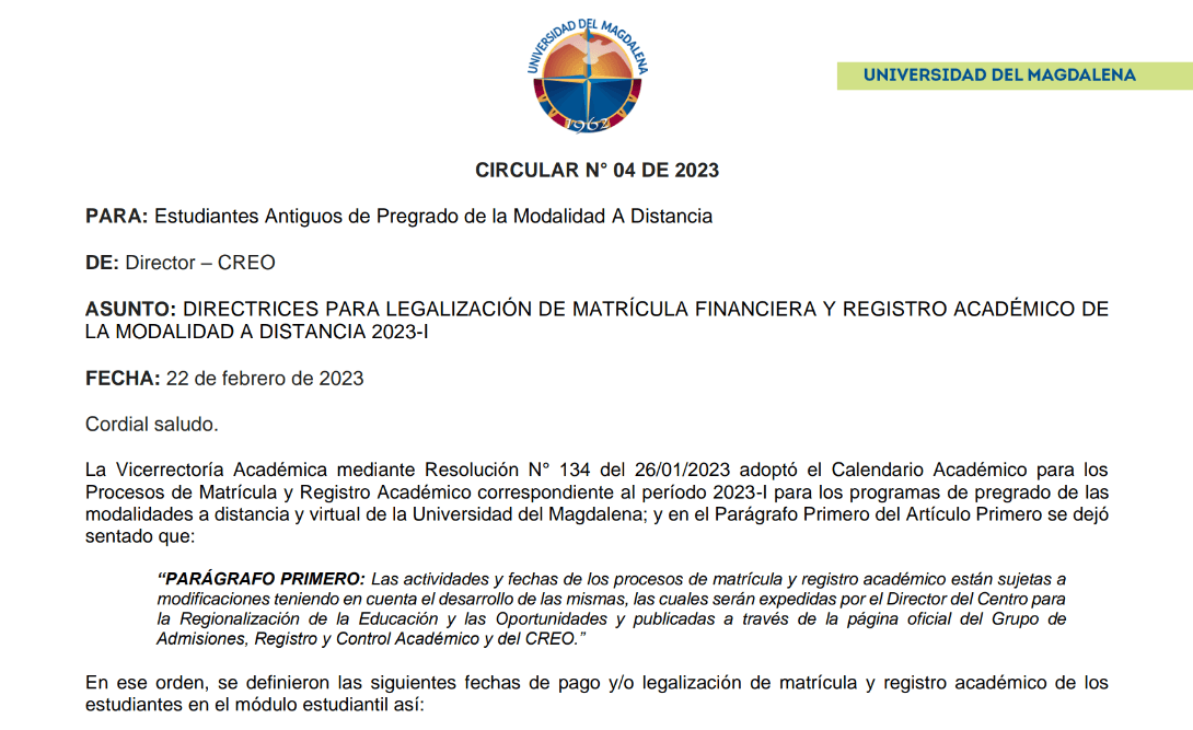 CIRCULAR N° 04 DE 2023