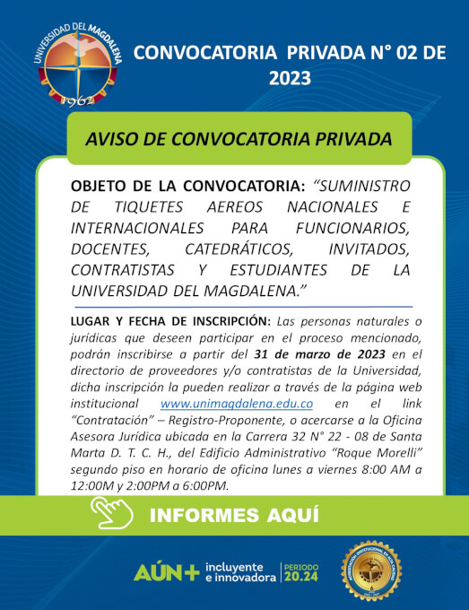 Aviso Informativo Inscripción Proveedores - Convocatoria Privada N° 02 de 2023
