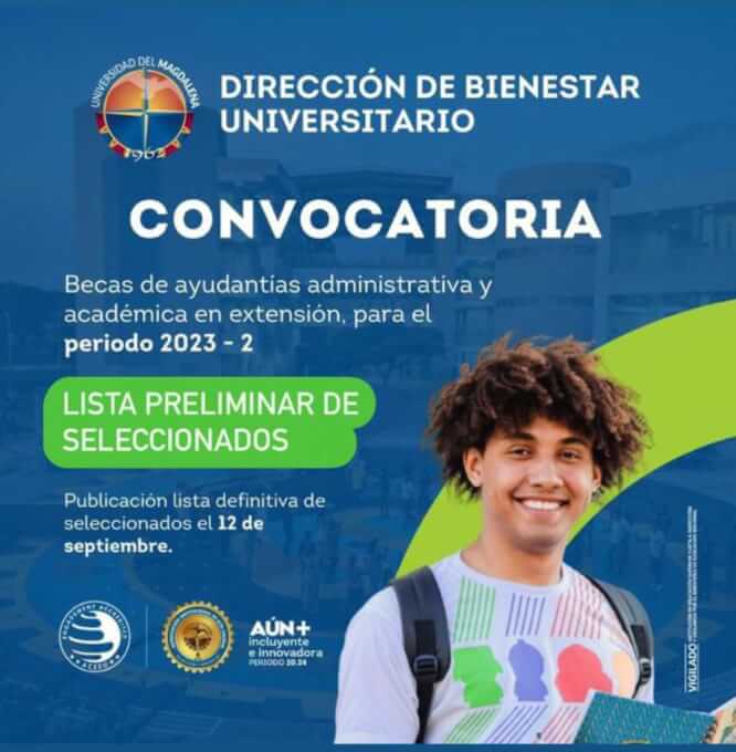 Lista preliminar de seleccionados para Becas de Ayudantía Administrativa y Académica en Extensión para el Período Académico 2023-II.