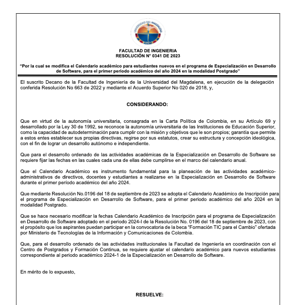 Resolución 0341 de 2023