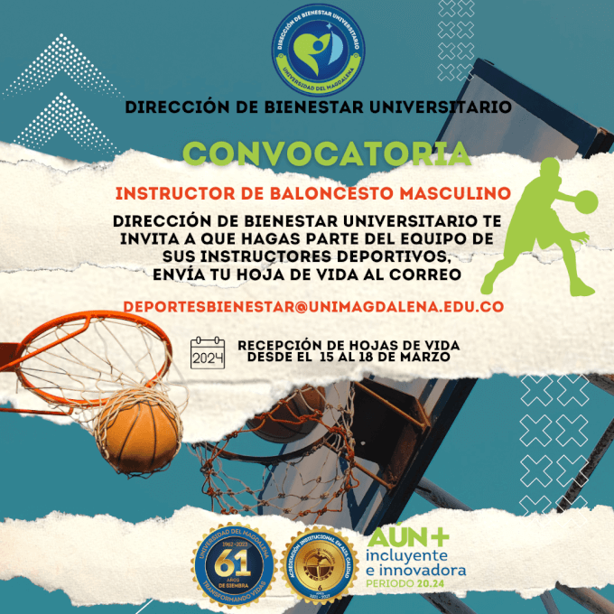 #Convocatoria La dirección de Bienestar Universitario te invita a que hagas parte del equipo de su instructores deportivos