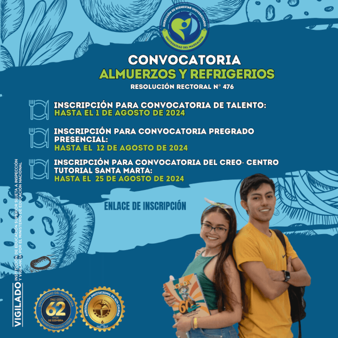 Programa de Almuerzos y Refrigerios Gratuitos en el periodo académico 2024-II.