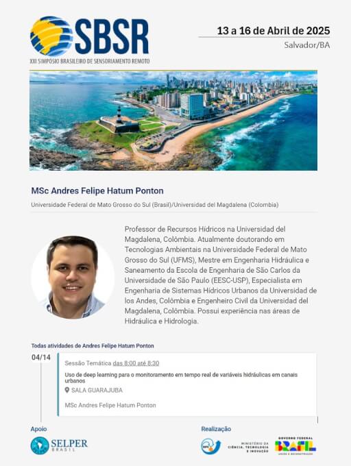 El profesor Hatum, ha sido seleccionado como ponente en el XXI Simposio Brasileño de Sensoriamento Remoto
