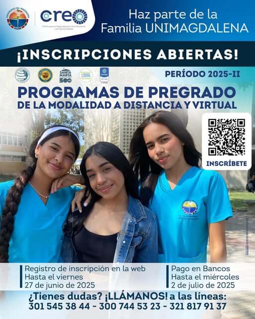 ¡Damos inicio oficial a las inscripciones para los Programas de Pregrado a distancia y virtual del CREO Unimagdalena