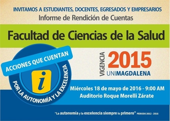 Anuncio rendición de cuentas facultad de ciencias de la salud
