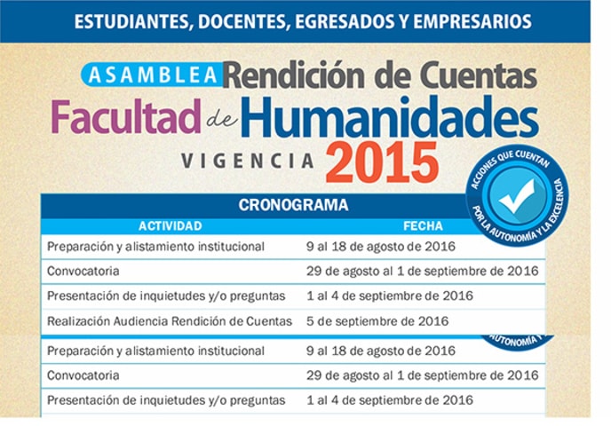Anuncio rendición de cuentas facultad de humanidades