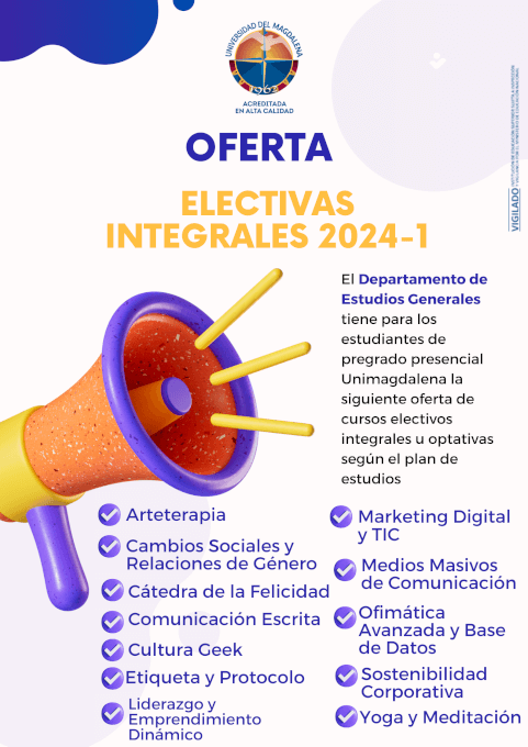 Oferta de asignaturas electivas integrales u optativas para los estudiantes de pregrado presencial.
