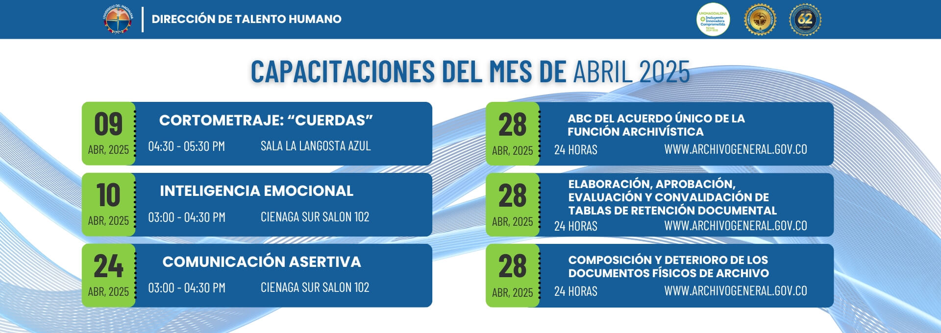 Cronograma de capacitaciones del mes de abril 2025